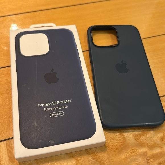 APPLE iphone 15 promax phone case official silicone case storm blue w box - Picture 2 of 14